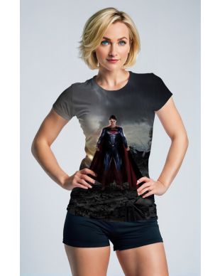 Skyline Sentinel Short Sleeve Tee – Gray Base with Cinematic Hero Print