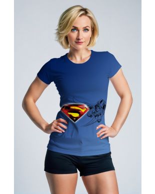 Man of Steel Tee – Blue Shirt with 3D S Logo & Comic Illustration