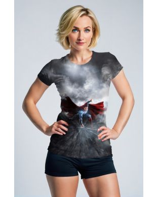 Superman Thunder Force Graphic Tee – Sleek Black Women’s Fit