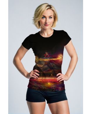 Multiverse Shift Graphic Tee – Blackout Edition with Fiery Spell Design