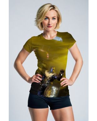 Marvel Villains Inspired Men’s Gold and Black Thanos Infinity Gauntlet Graphic T-Shirt