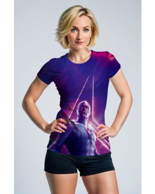Avengers Inspired Vision Purple Cosmic Graphic T-Shirt