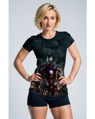 Iron Man Arc Reactor Glow Black & Red Marvel Design Women’s T-Shirt