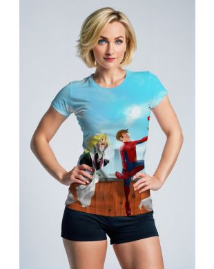 Spider-Man & Spider-Gwen Rooftop Selfie T-Shirt