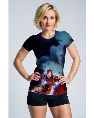 Iron Man Cosmic Battle Scene Graphic T-Shirt