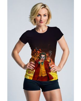 Joker Street Rebellion T-Shirt – Fire Graffiti Art on Black