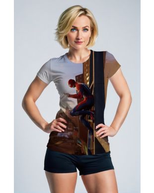 Spider-Man City Signal Tee – Skyline Texting Hero Sunset Shirt