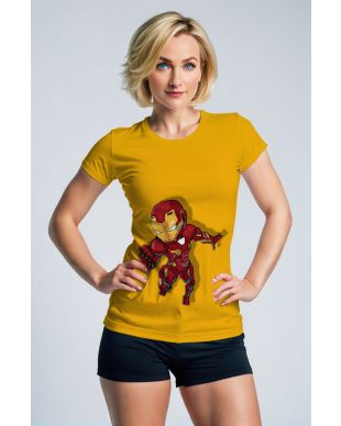 Kid Reactor Tee – Cartoon Hero Yellow Iron Man T-Shirt