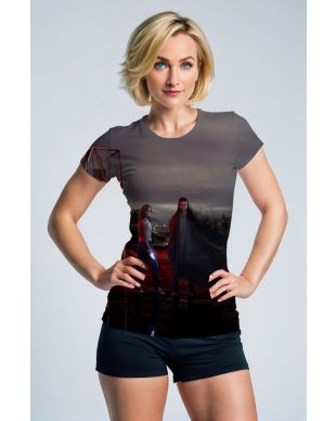 Dark Gray T-Shirt with Superhero Characters Print