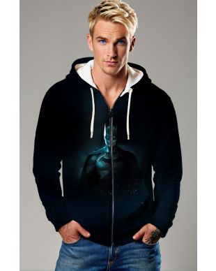  Black Batman Hero Zip‑Up Hoodie
