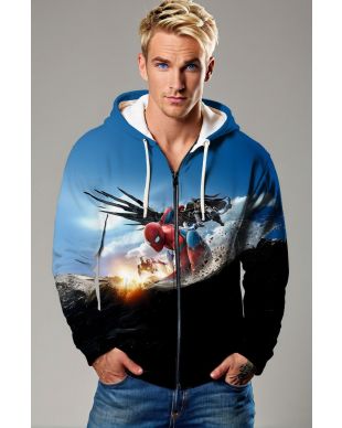 Spider‑Man Action Battle Graphic Zip‑Up Hoodie – Blue