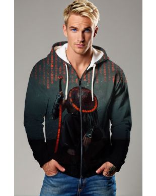 Dark Samurai Warrior Graphic Zip‑Up Hoodie