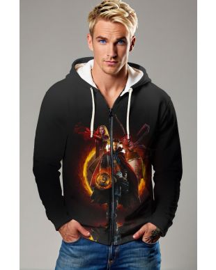  Black Doctor Strange Multiverse Graphic Zip‑Up Hoodie