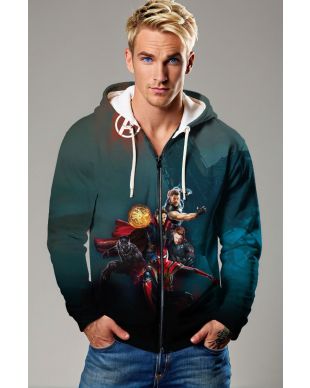  Dark Green Avengers Heroes Zip‑Up Hoodie