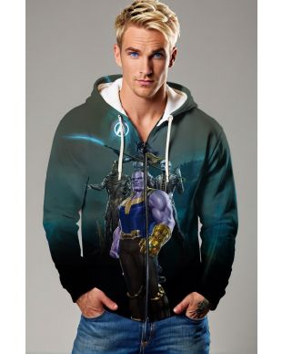 Dark Green Thanos Battle Zip‑Up Hoodie