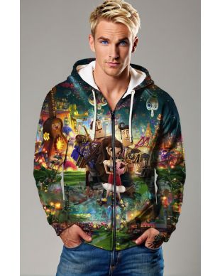 Colorful Animated Fantasy Zip‑Up Hoodie