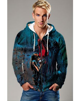Dark Blue Spider‑Man Kiss Zip‑Up Hoodie