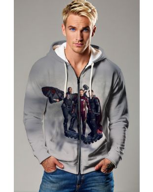 Light Grey Avengers Trio Zip‑Up Hoodie