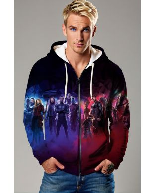 Black and Red Avengers Team Zip‑Up Hoodie