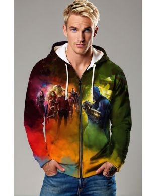 Multicolor Avengers Heroes Zip‑Up Hoodie