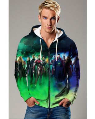 Green Avengers Team Zip‑Up Hoodie