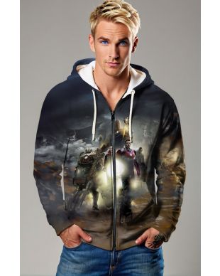 Dark Grey Avengers Epic Battle Zip‑Up Hoodie