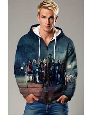 Dark Blue Avengers Alliance Zip‑Up Hoodie