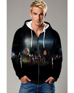 Black Avengers Hero Squad Zip‑Up Hoodie