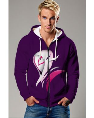 Abstract Phoenix Graphic Apparel – Purple Zip‑Up Hoodie