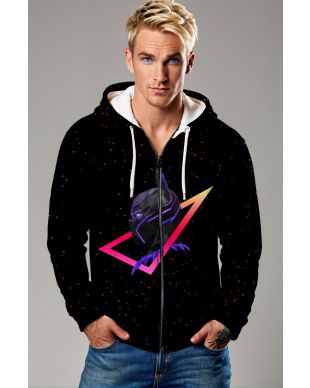 Neo Panther Graphic Apparel – Black Zip‑Up Hoodie