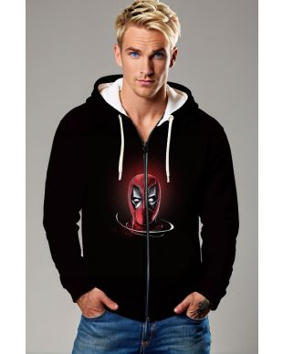 Masked Merc Graphic Apparel – Bold Red & Black Zip‑Up Hoodie