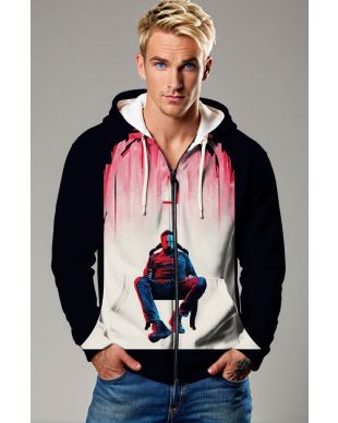  Street Scene Icon Apparel – Black & White Zip‑Up Hoodie