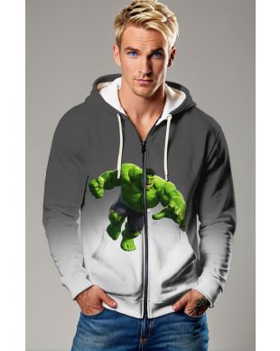 Hulk Hero Gradient Zip‑Up Hoodie