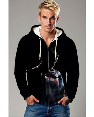 Black Abstract Hero Art Zip‑Up Hoodie – Modern & Versatile