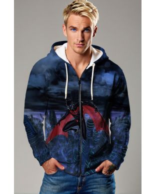 Dark Blue Future Knight Zip‑Up Hoodie – Urban Sci‑Fi Edge
