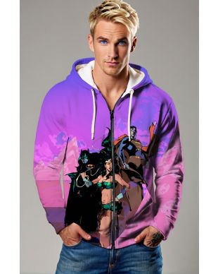 Purple Justice League Zip‑Up Hoodie – Versatile Hero Fashion
