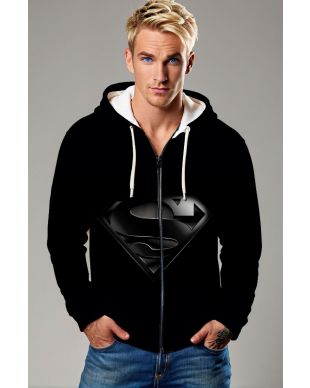  Black Superman S Logo Zip‑Up Hoodie – Versatile Hero Gear