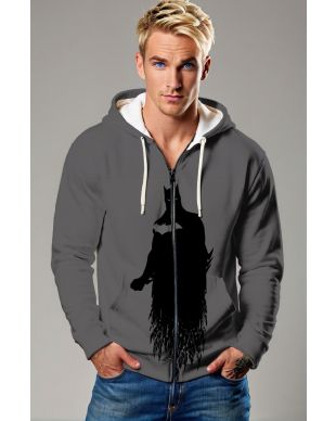 Dark Gray Batman Silhouette Zip‑Up Hoodie – Sleek & Versatile