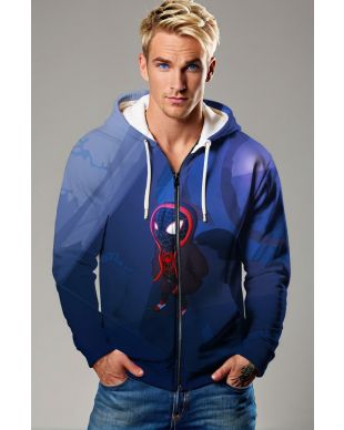 Blue Chibi Spider‑Man Zip‑Up Hoodie – Stylish Hero Comfort