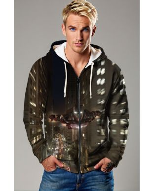 Iron Man Urban Flight Zip‑Up Hoodie – Sleek Black Hero Design