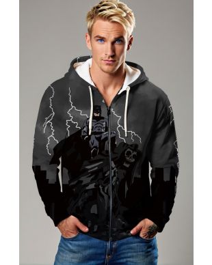 Batman Storm City Zip‑Up Hoodie – Charcoal Gray Urban Wear