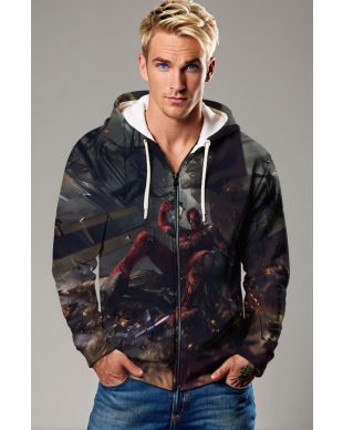 Deadpool Urban Chaos Zip‑Up Hoodie – Black Street Style