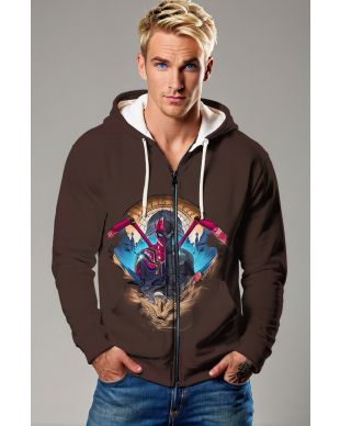 Brown Spider‑Verse Dual Hero Zip‑Up Hoodie