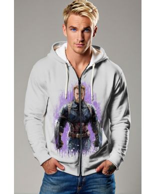 Light Gray Captain-Inspired Zip‑Up Hoodie