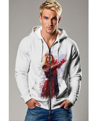 Light Gray Mystic Hero Zip‑Up Hoodie