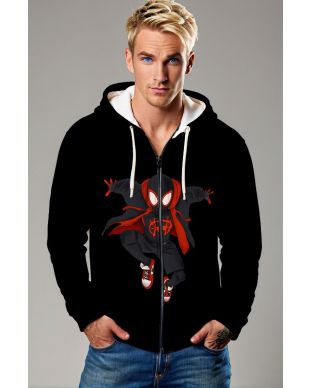 Black Spider Jump Zip‑Up Hoodie