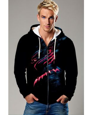  Black Panther Neon Zip‑Up Hoodie