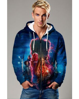 Blue WandaVision Zip‑Up Hoodie