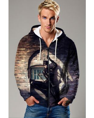 Black Catwoman Zip‑Up Hoodie