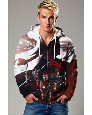 Black & Crimson Avengers Zip-Up Hoodie – Team Line Formation